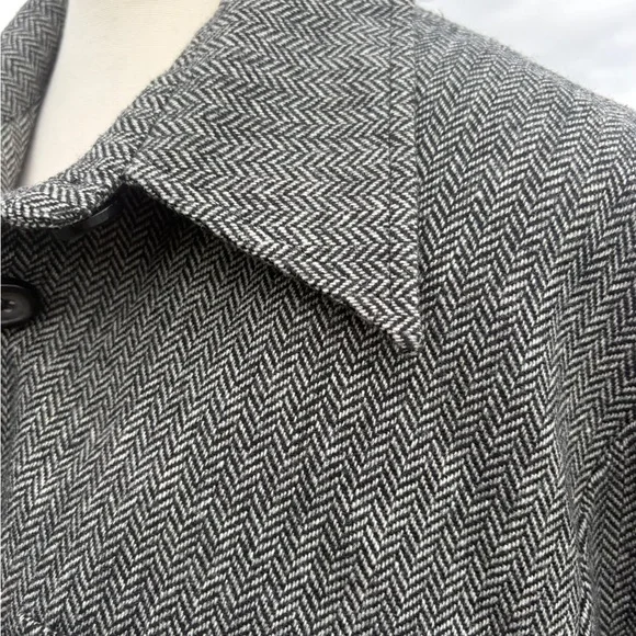 Vintage Herringbone Wool Coat Sz 12 - Picture 6 of 11